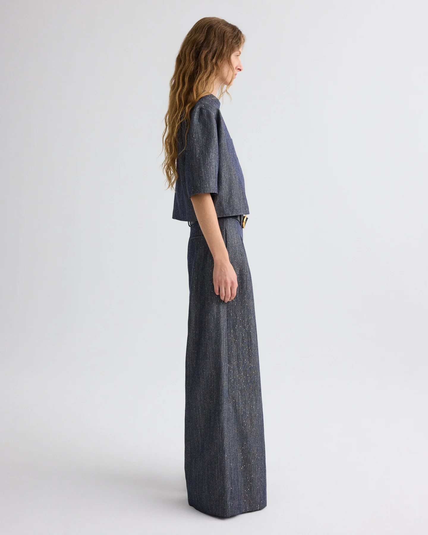 Avery Pant in Sequined Denim - Image 3