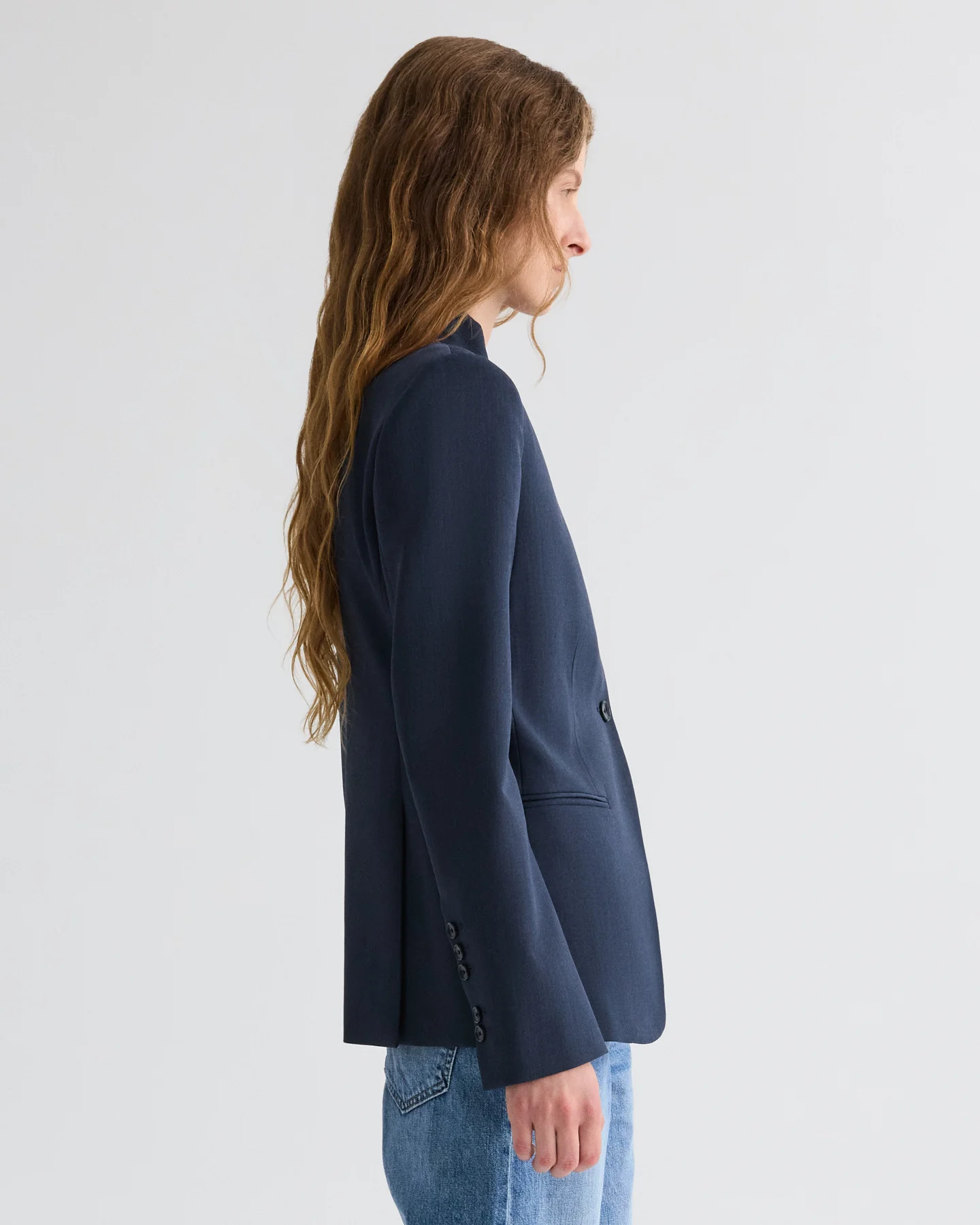 Buttoned Up Blazer in Denim Look Suiting - Image 4