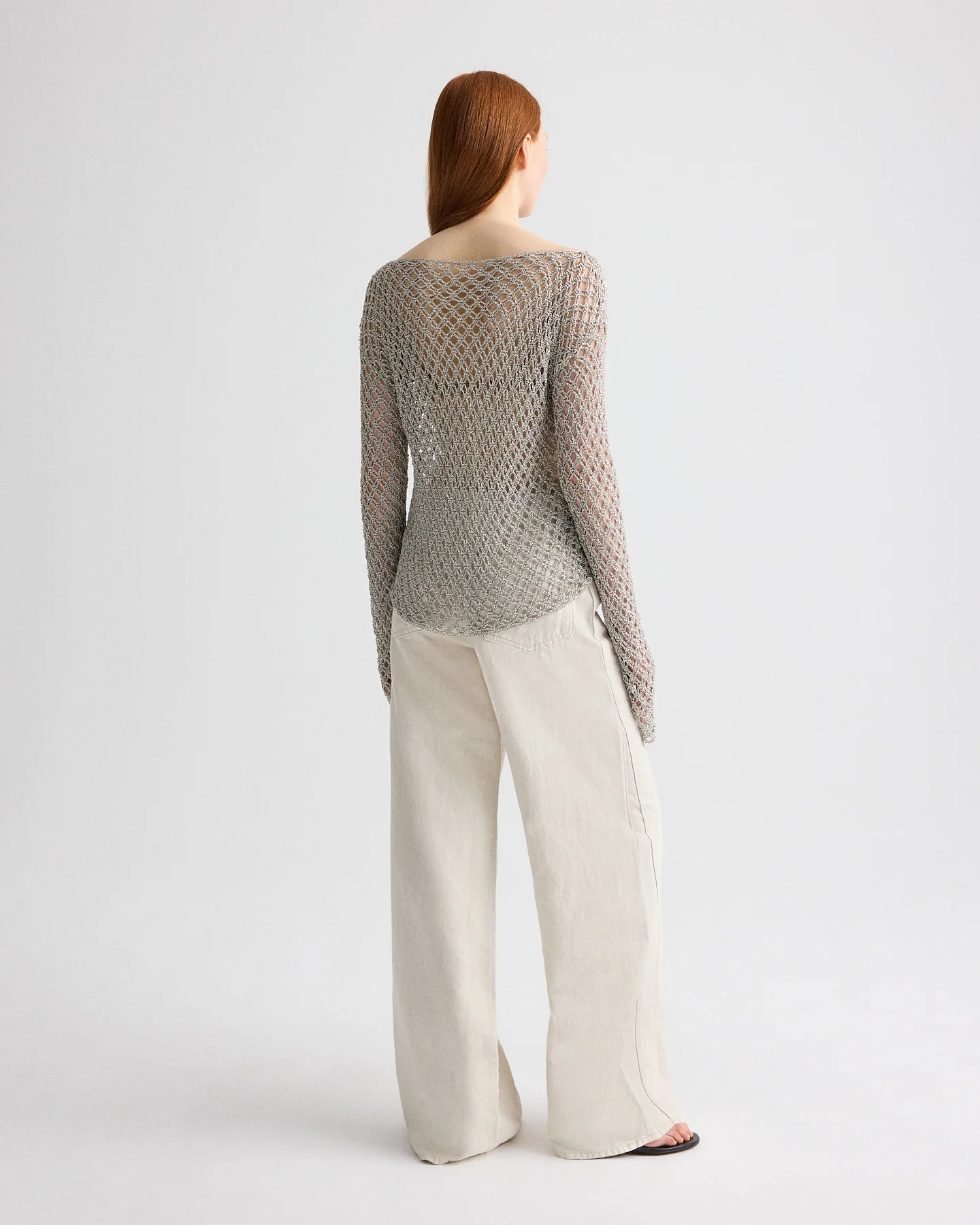 Hand Crochet Slash Neck Top in Metallic Yarn - Image 5