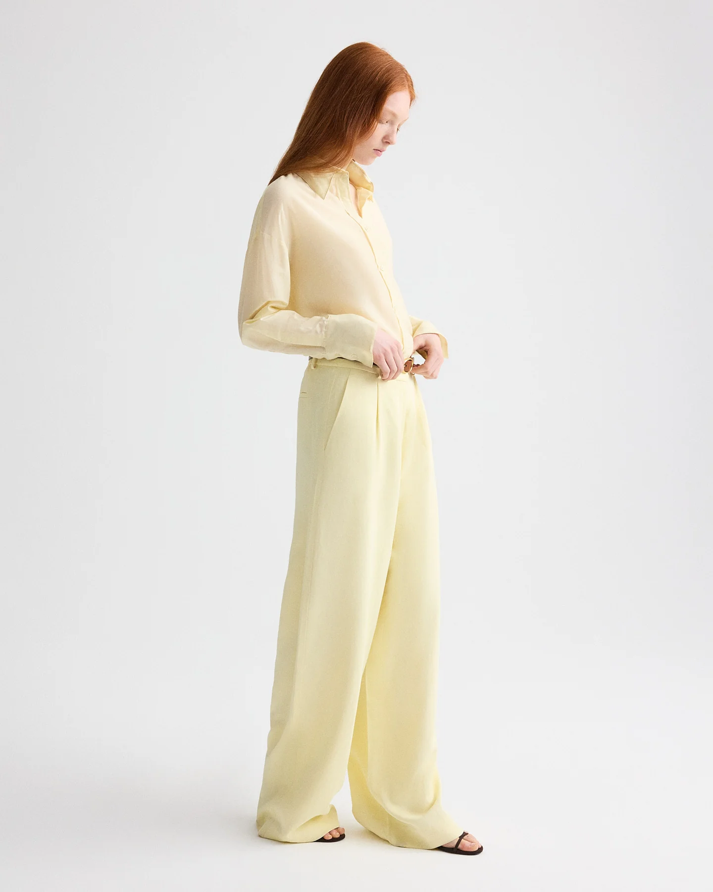 Hudson St Pant in Coated Viscose Linen - Image 5