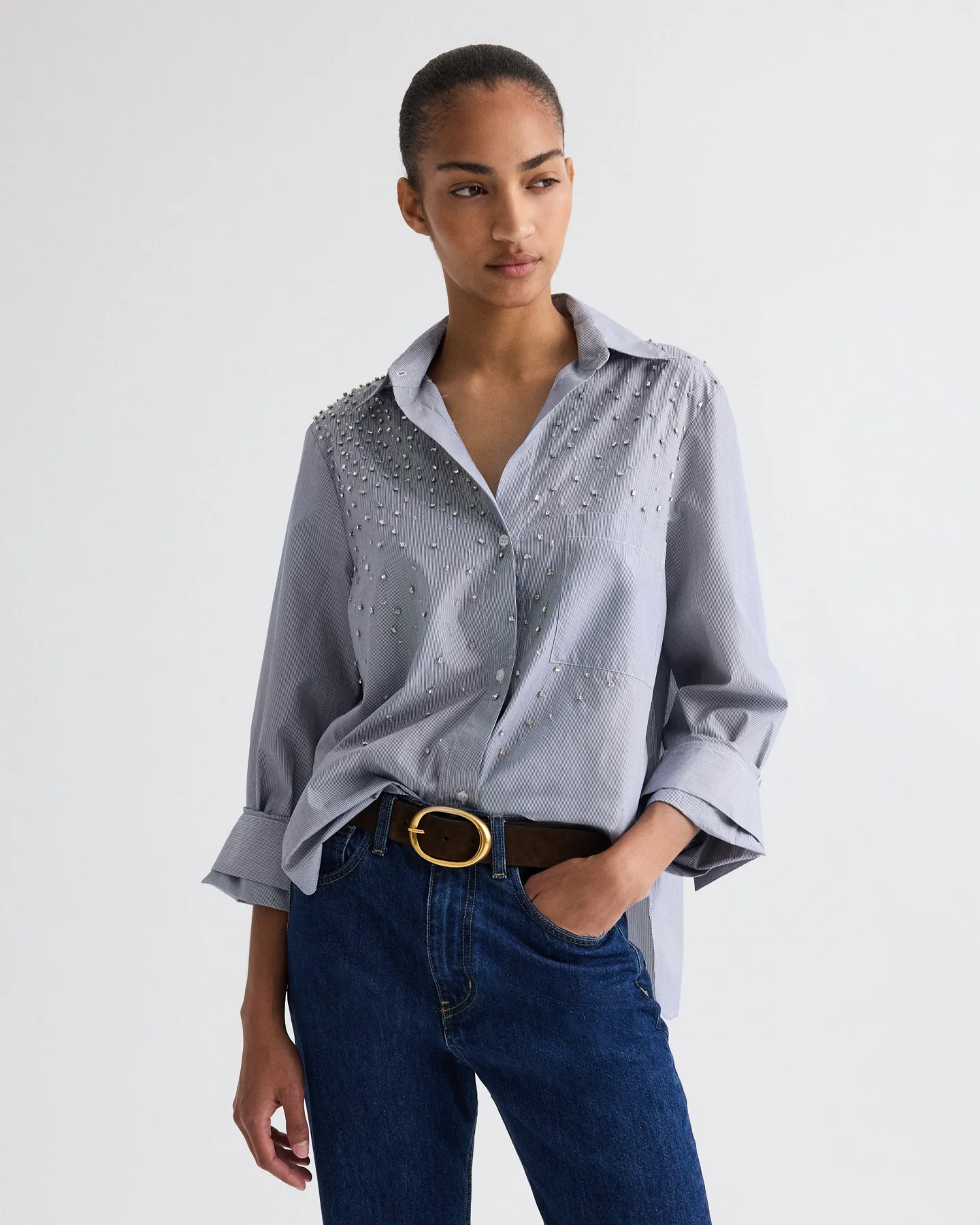 Next Morning Shirt with Crystals in Baroness Stripe - Image 3