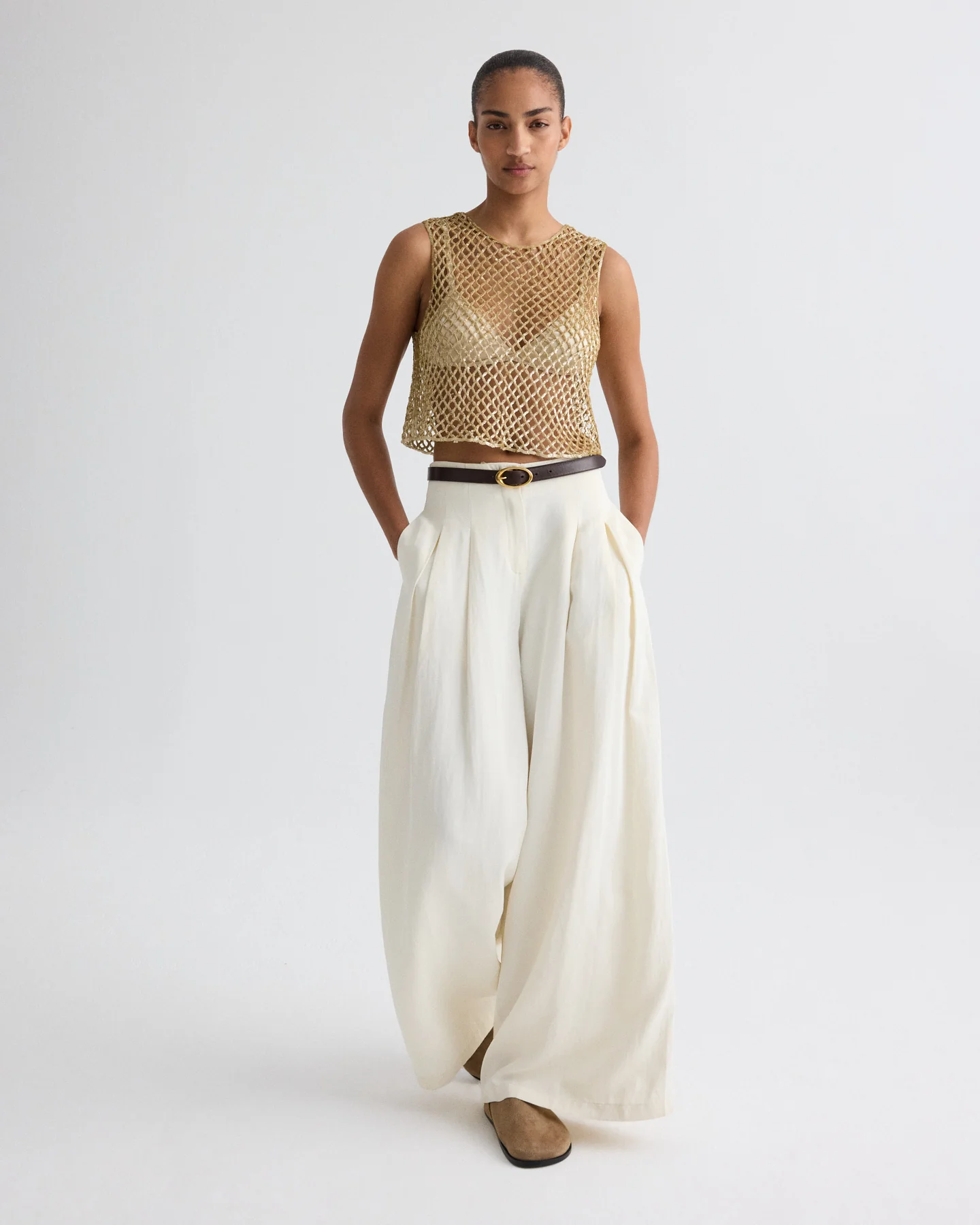 Sequined Muscle Tee in Sequin Netting - Image 4