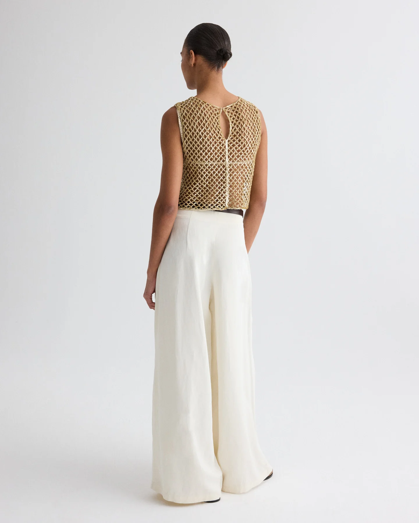 Sequined Muscle Tee in Sequin Netting - Image 5