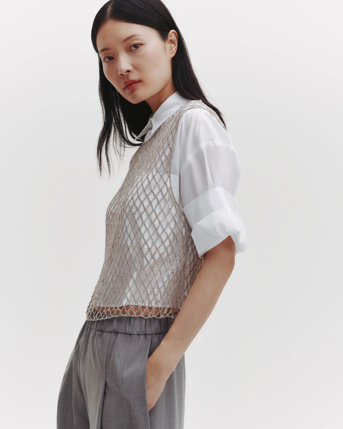 Chloe Top in Woven Mesh - Image 3
