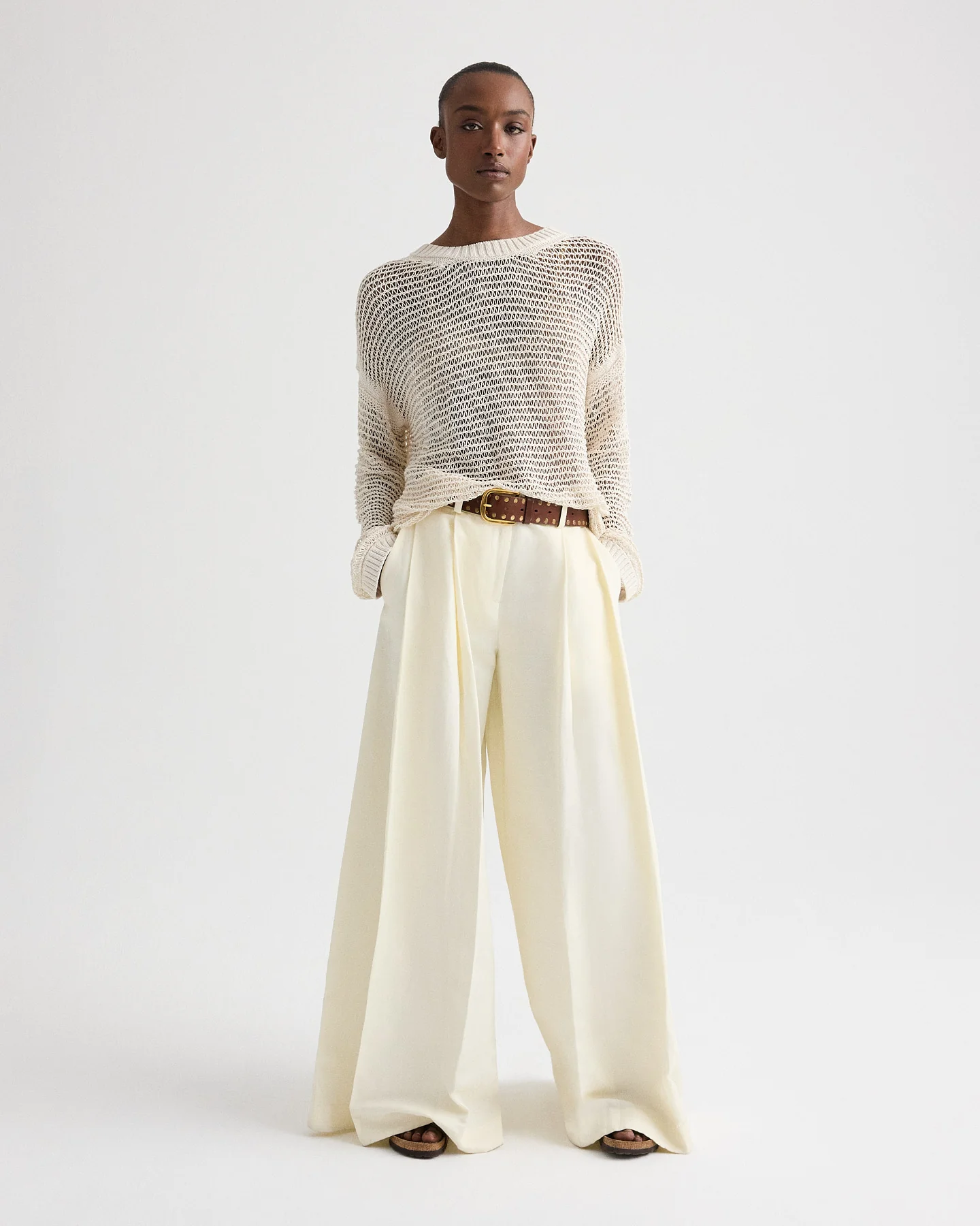 Wide Crew L/S Pullover in Silk Blend Yarn - Image 3