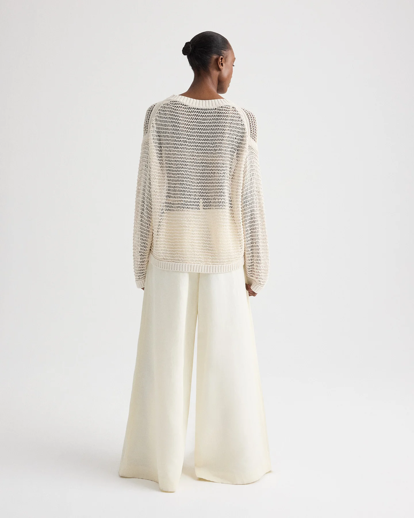 Wide Crew L/S Pullover in Silk Blend Yarn - Image 5